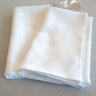 SERVIETTE EN LIN - BLANC - Lot de 2