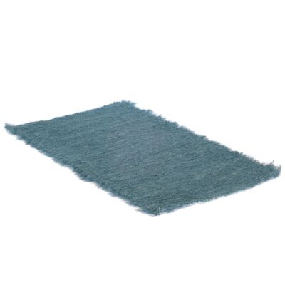 LINEN RUG MAIA - 100 x 150 cm - blue