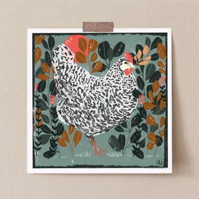 Hen square print