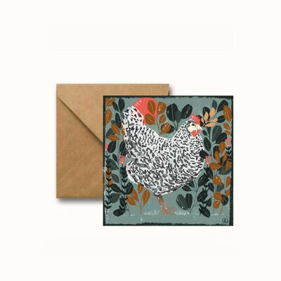 Hen square greeting card