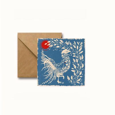 Rooster square greeting card