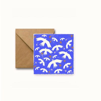 White birds square greeting card