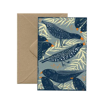 Birds and flowers A6 greeting card