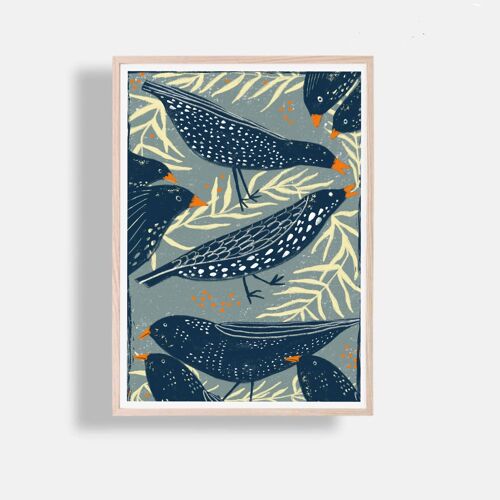 Birds and leaves A4 print