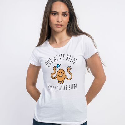 CAMISETA BLANCA A quien le gusta hacer cosquillas bien - Mujer