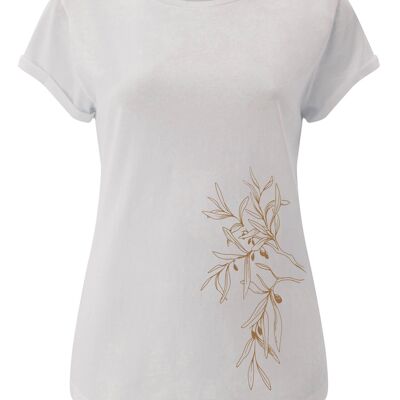 Fairwear Camisa Orgánica Mujer Stone Wash White Olive Branch