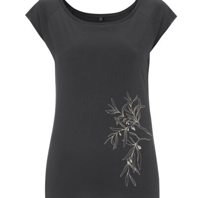 Fairwear Bamboo Shirt Women Charcoal Olive Branch