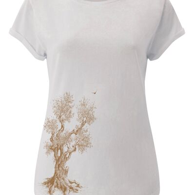 Fairwear Camisa Orgánica Mujer Stone Washed White Olive Tree