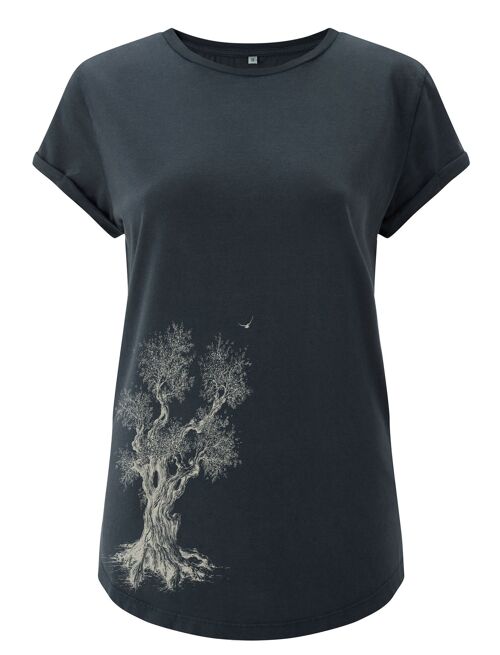 Fairwear Organic Shirt Women Stone Washed Blue Olive Tree