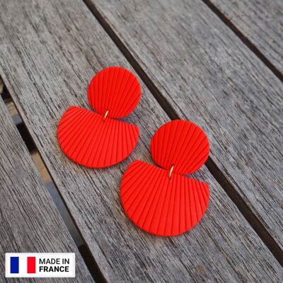 SOKAR - Boucles d'oreilles été rouge vif, rouge corail orangé | Boucles d'oreilles colorées originales ultra légères | Helka