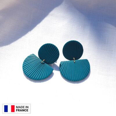SOKAR - Summer dangling earrings | Color pine green, dark green, fir | Original and ultra light geometric colored earrings | Helka