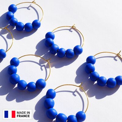 BENBEN - Blue earrings | Klein blue, electric blue, royal blue, cobalt blue hoops | Minimalist Round Beads | Colorful and original earrings, ultra light | Helka