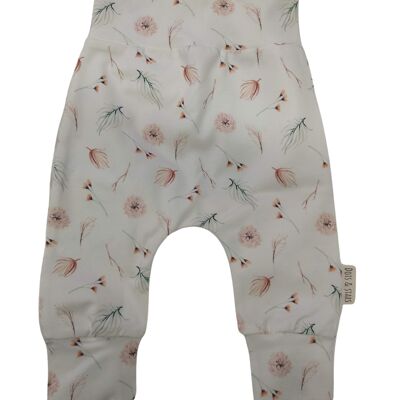 Pantalone neonato a fiori pressati + cappello taglia 50