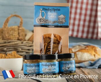 Apéritif européen 3 tartinables 90 gr et 1 biscuit 150 gr