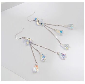 Boucles d'Oreilles Longues Multi-Cristal avec Pampille 5