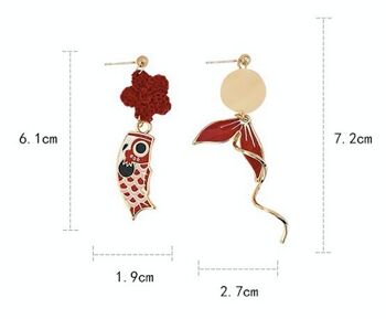 Boucles D'oreilles Asymétriques Koi Rouge 2