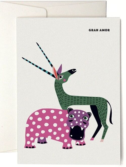 VIVA HIppo+Antilope Greeting Card