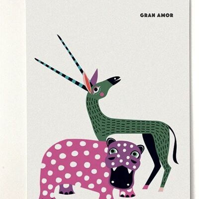 VIVA Hippo+Antelope Greeting Card
