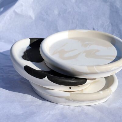 Ink Blot Trinket Tray - Taupe & Off White
