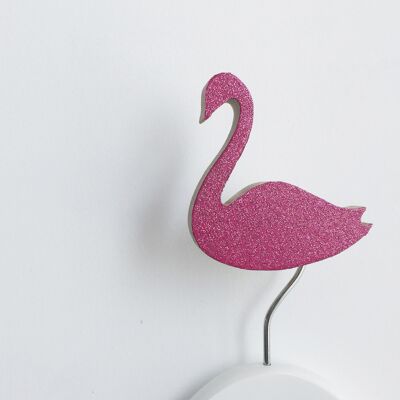 PINK GLITTER SWAN WALL HOOK