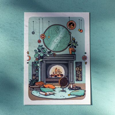 Single postcard - Fireplace