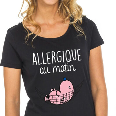 TSHIRT NOIR ALLERGIQUE AU MATIN - Femme