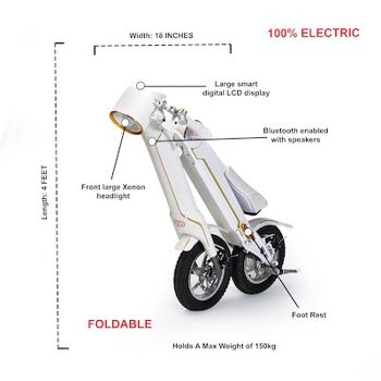 Scooter électrique 35 km d'autonomie et 25 km/h vitesse maximale Cruzaa Bluetooth E Scooter Racing Blanc 9