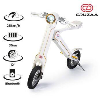 Scooter électrique 35 km d'autonomie et 25 km/h vitesse maximale Cruzaa Bluetooth E Scooter Racing Blanc 1