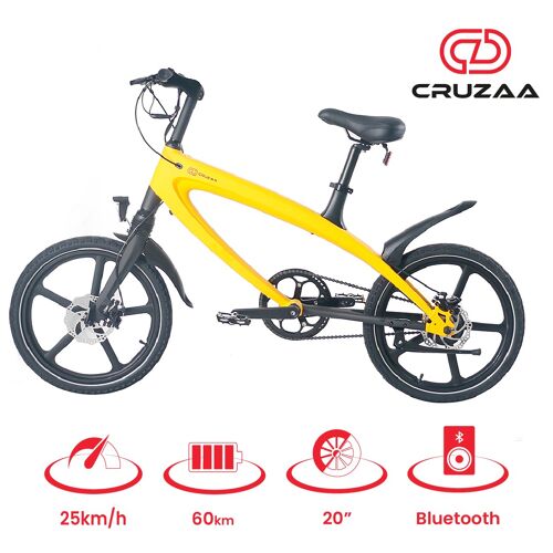 E Bike Cruzaa Pedal-assist Bluetooth Electric Bike SolarBeam Yellow - Up to 60km Range