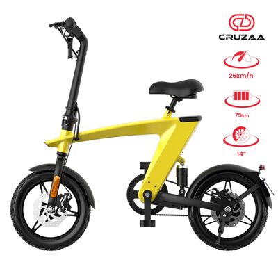 Vélo électrique pliable E Bike Max Solarbeam Jaune Autonomie 35 km - Vitesse maximale 25 km/h