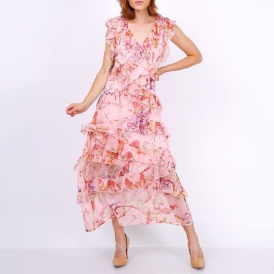 Ruffled floral print dress