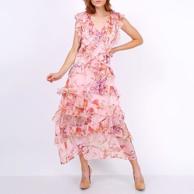 Vestido estampado floral con volantes