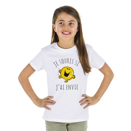 TSHIRT BLANC Je souris si j'ai envie - Kid Fille