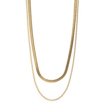 Timi de Suède | Collier double chaînes serpent | Design scandinave exclusif qui est le cadeau parfait pour toutes les femmes