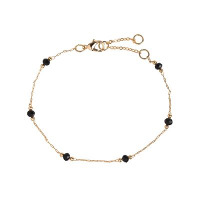 Timi de Suecia | Delicada pulsera de abalorios negros - Oro | Diseño escandinavo exclusivo que es el regalo perfecto para todas las mujeres.