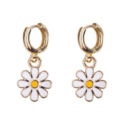 Timi of Sweden | Enamel Daisy Hoop Earrings - Gold | Exclusive Scandinavian design that is the perfect gift for every women