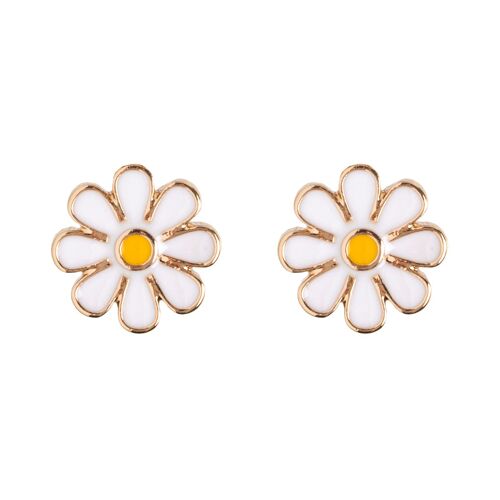 Timi of Sweden | Enamel Daisy Stud Earring - Gold | Exclusive Scandinavian design that is the perfect gift for every women