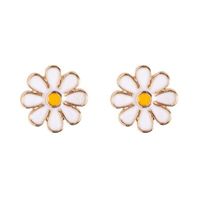 Timi de Suède | Boucle d'oreille en émail marguerite - Or | Design scandinave exclusif qui est le cadeau parfait pour toutes les femmes