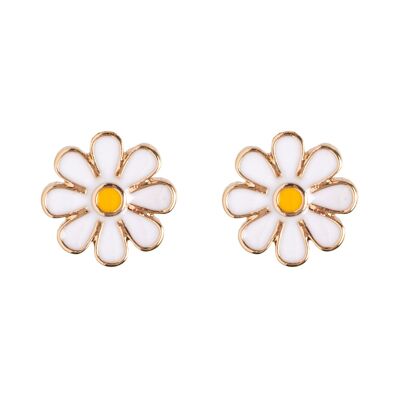 Timi of Sweden | Enamel Daisy Stud Earring - Gold | Exclusive Scandinavian design that is the perfect gift for every women