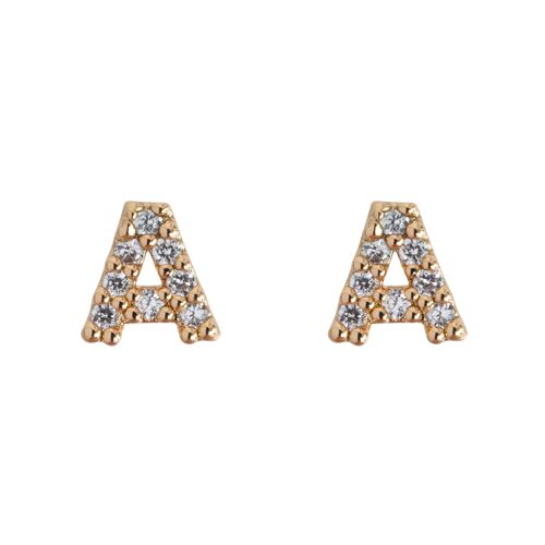 Timi of Sweden | Petite Chrystal Letter Stud Earring (A-I) | Exclusive Scandinavian design that is the perfect gift for every women