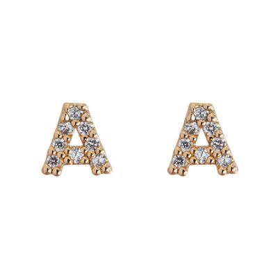 Timi of Sweden | Petite Chrystal Letter Stud Earring (A-I) | Exclusive Scandinavian design that is the perfect gift for every women