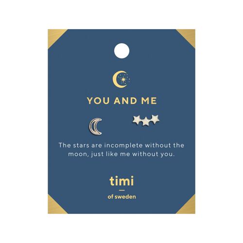Timi of Sweden | You and Me Moon and 3 Star Earrings | Exclusive Scandinavian design that is the perfect gift for every women