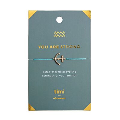 Timi of Sweden | You Are Strong Anchor Br., Gold - Turquoise | Exclusive Scandinavian design that is the perfect gift for every women