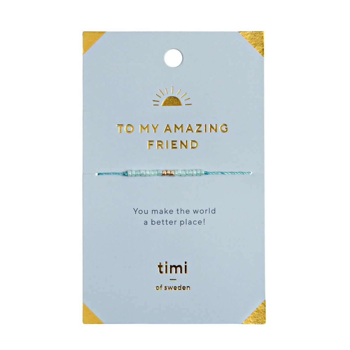 Timi di Svezia | To my Amazing Friend Bead Br., Gold - Turchese | Esclusivo design scandinavo che è il regalo perfetto per ogni donna