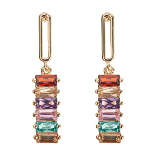 Timi of Sweden | Dangling Colored Stones Earring - Gold | Exclusive Scandinavian design that is the perfect gift for every women
