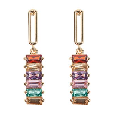 Timi of Sweden | Dangling Colored Stones Earring - Gold | Exclusive Scandinavian design that is the perfect gift for every women