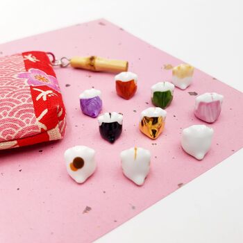Lot de petits porte-bonheur japonais en céramique Maneki Neko Chats peint à la main au Japon 5