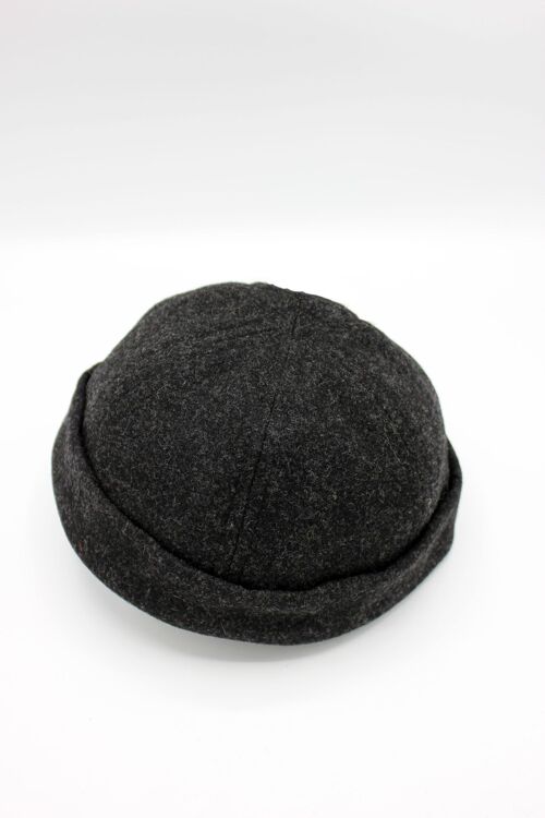 Bonnet Miki Docker Breton portugais en laine mélangée Gris Foncé