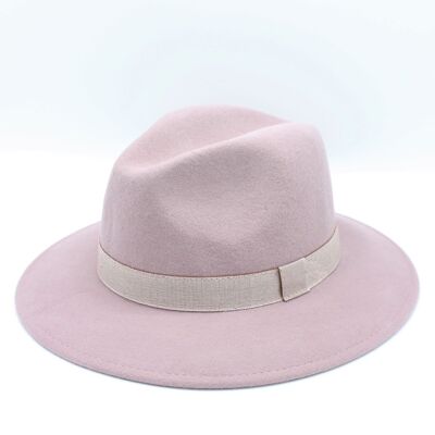 Classic Wool Fedora Hat with Malva Ribbon