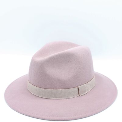 Sombrero Fedora Clásico de Lana con Cinta Malva